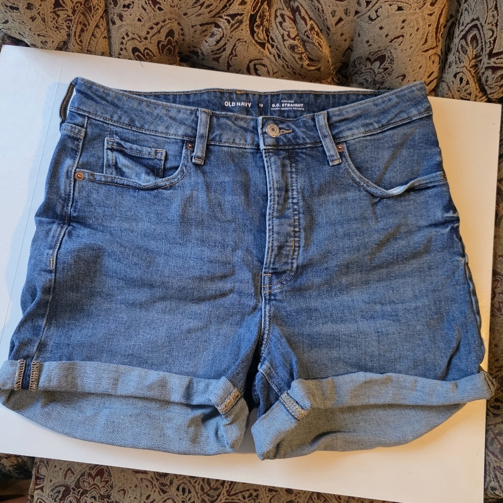 Old Navy Light Blue Denim Shorts O.G. Straight High Rise size 12